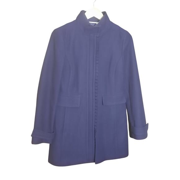Banana Republic Womens Purple Grosgrain Ribbon & Hidded Front Zip Coat Size S - Picture 1 of 6